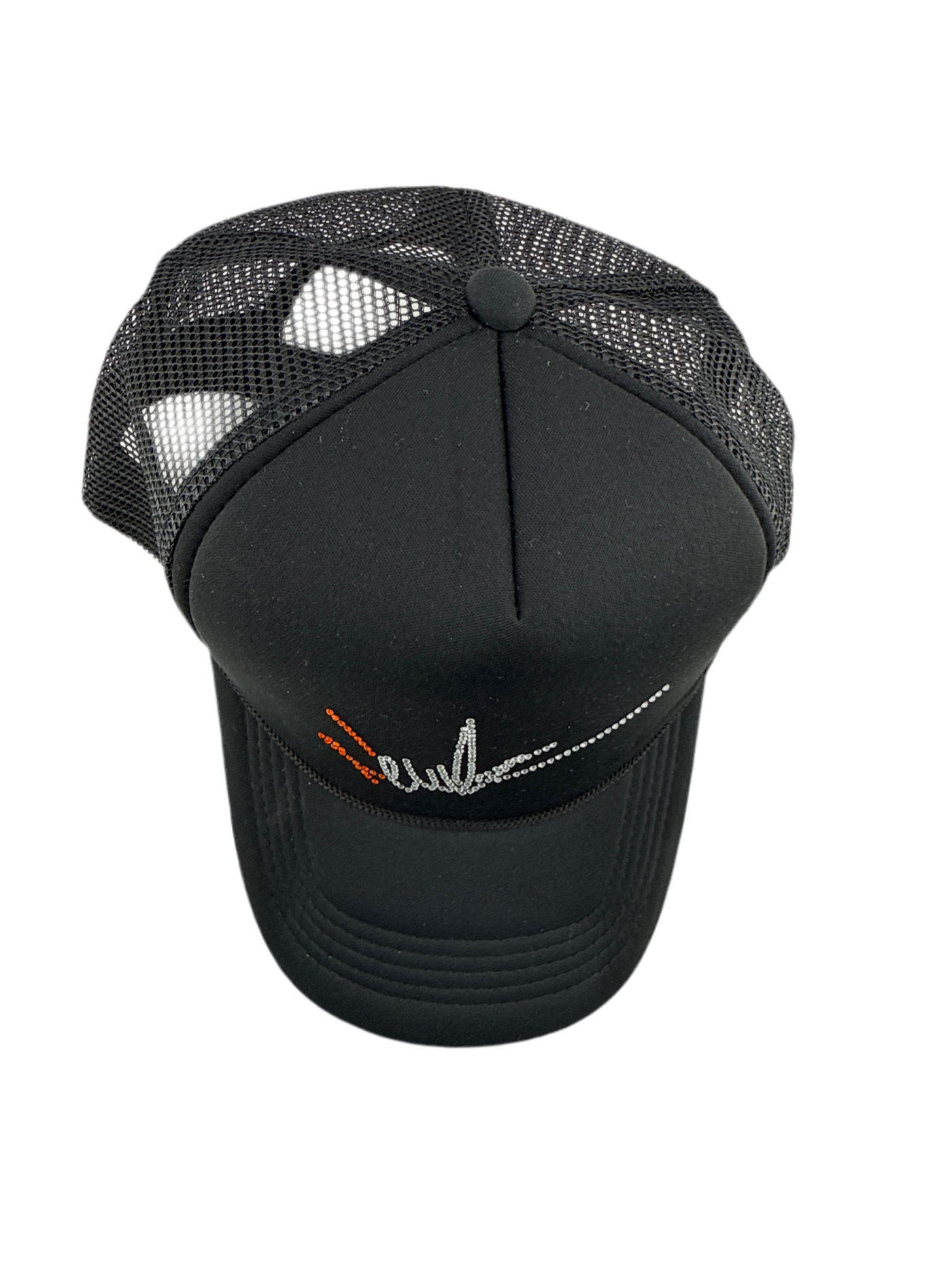 NewYrrk Black Hat w/ Orange White Crystals