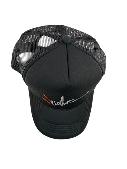 NewYrrk Black Hat w/ Orange White Crystals