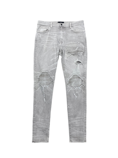 Amiri MX1 Tonal Denim Patch Jeans Light Grey