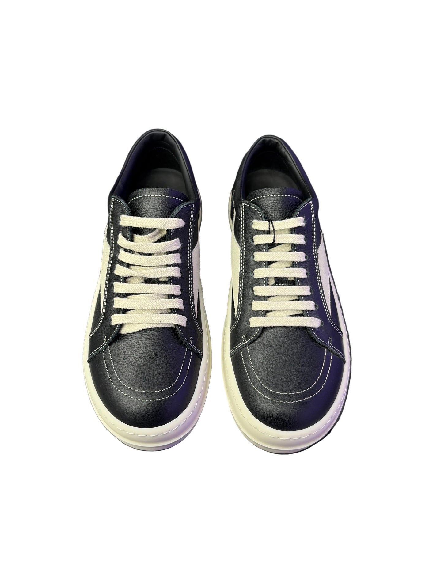 Rick Owens Hollywood Vintage Low Leather Sneakers Black Milk