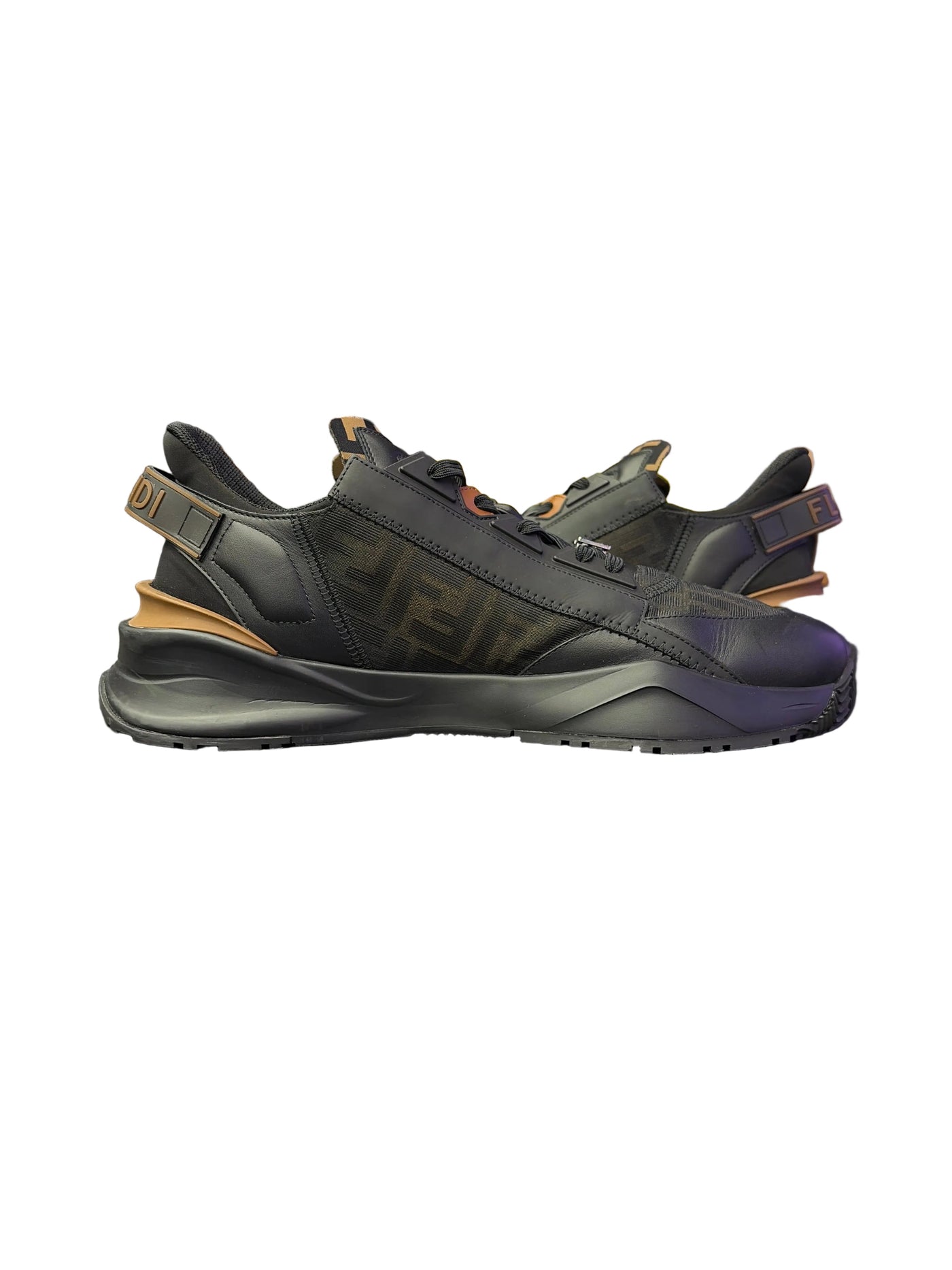 Fendi Flow FF Jacquard Low Top Trainer Black Brown