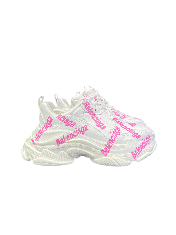 WMNS Balenciaga Triple S Logotype White Pink