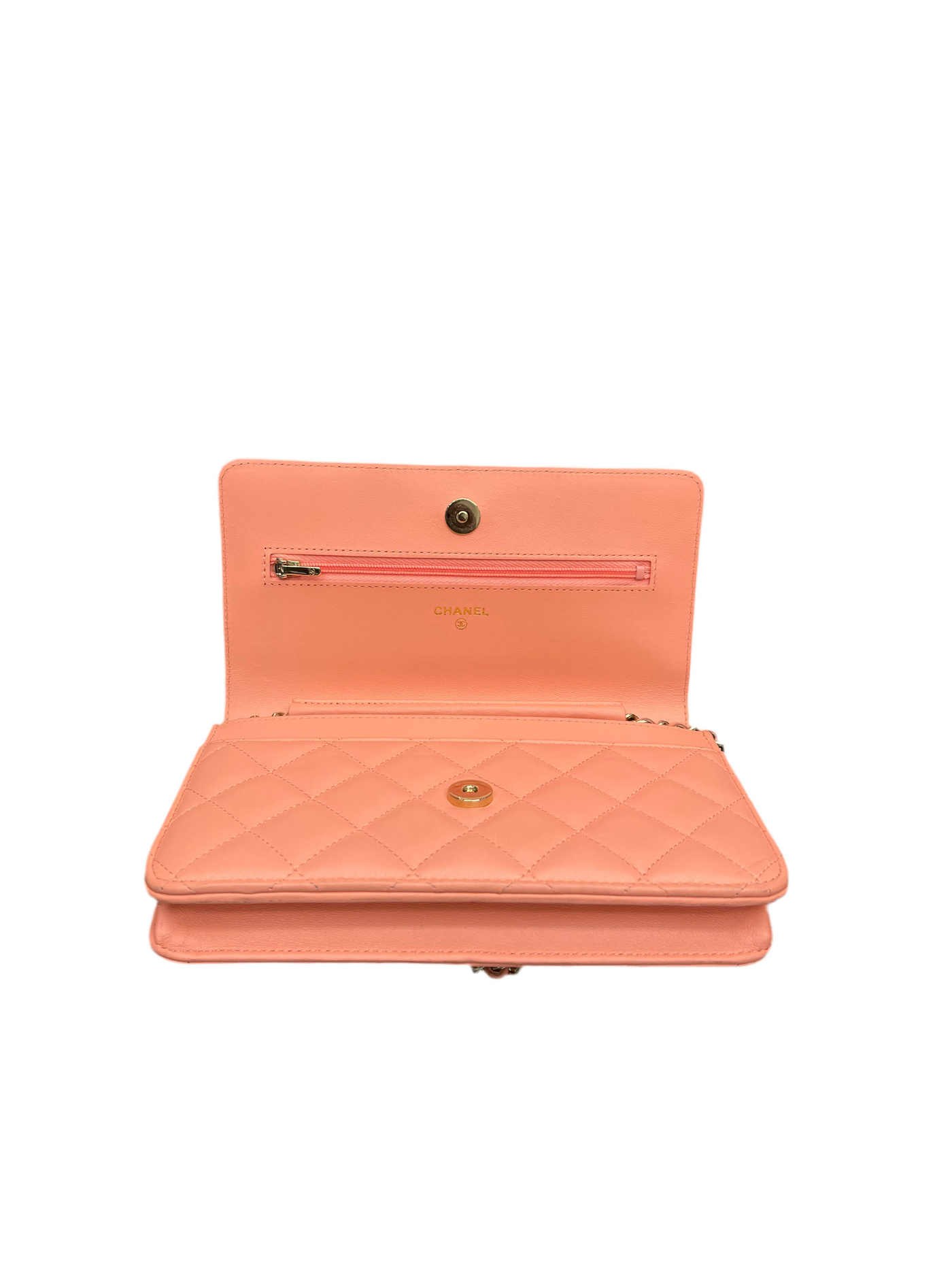 Chanel Quilted Wallet On Chain Coral Pink
