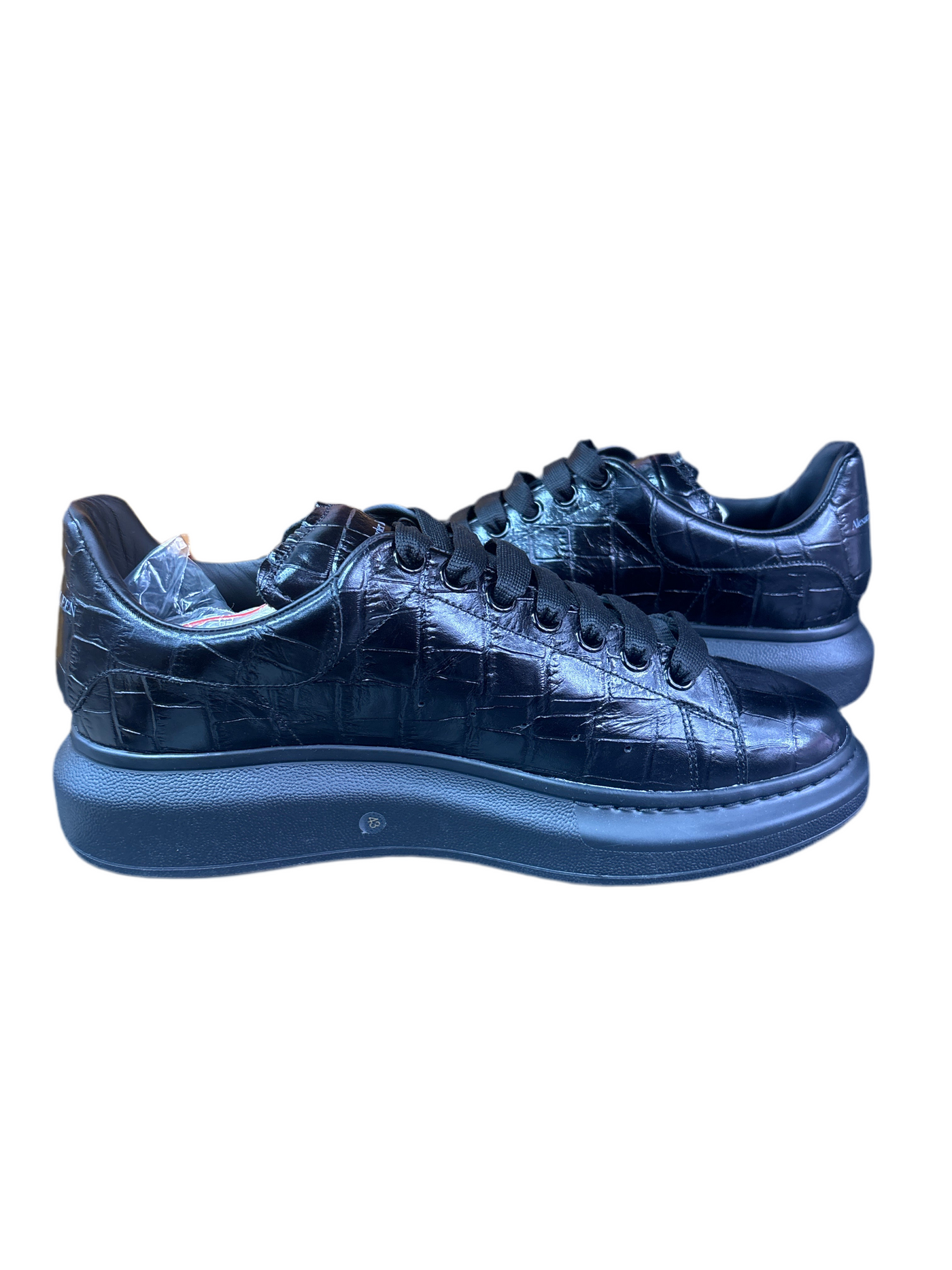 McQueen Platform Croc Embossed Leather Sneakers