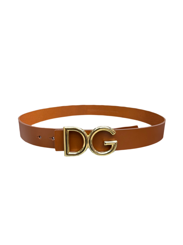 D&G Lux Leather DG Buckle Belt Brown
