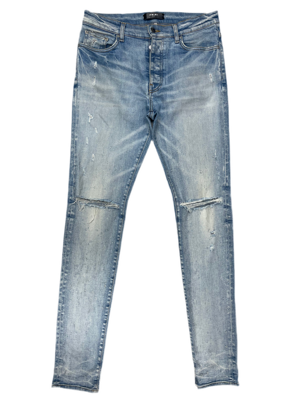 AMIRI Knee Slit Distressed Jeans Indigo