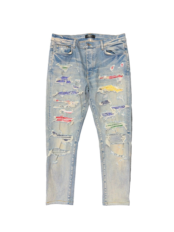 Amiri Multicolor Patchwork Thrasher Jeans Blue (Tailored)