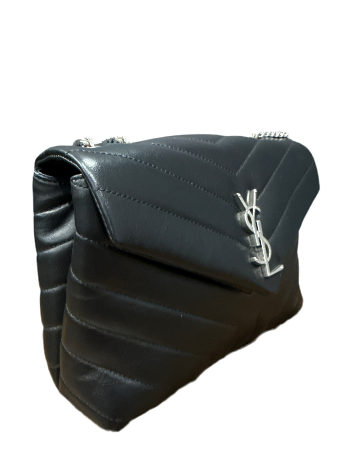 Saint Laurent LouLou Small Black Silver Leather Shoulder Bag