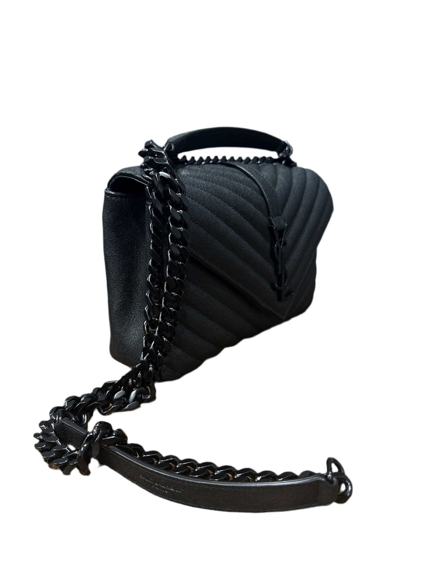 Saint Laurent College Small Bag Quilted Leather Black On Black