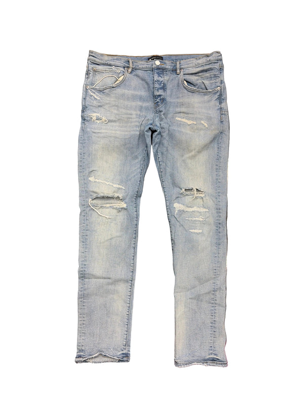Purple Brand Distressed Repair Jeans Light Blue