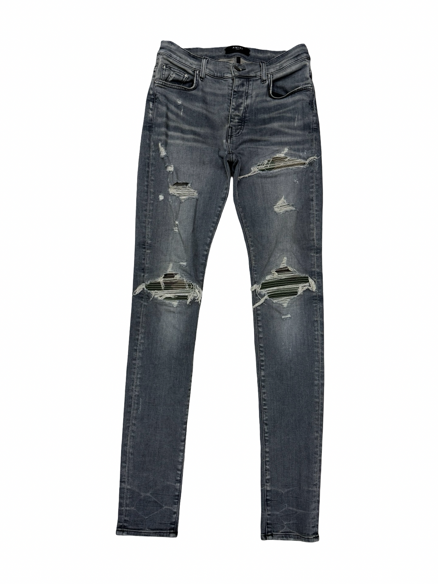 Amiri MX1 Camo Patch Jeans Grey