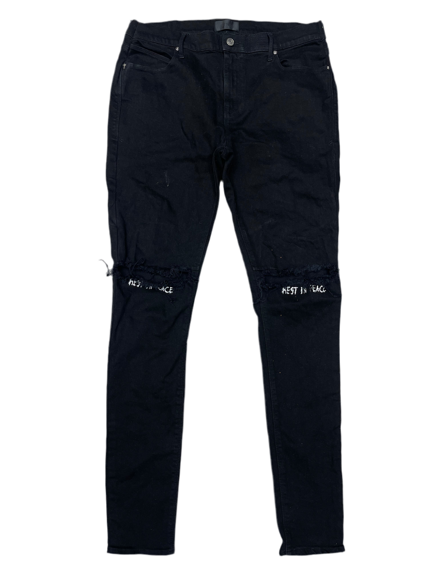 RTA Rest In Peace Knee Slit Jeans Black