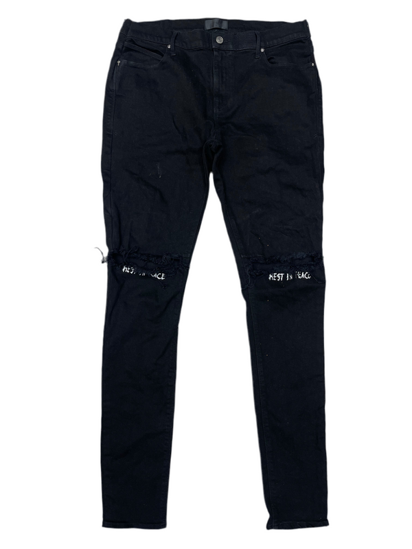 RTA Rest In Peace Knee Slit Jeans Black