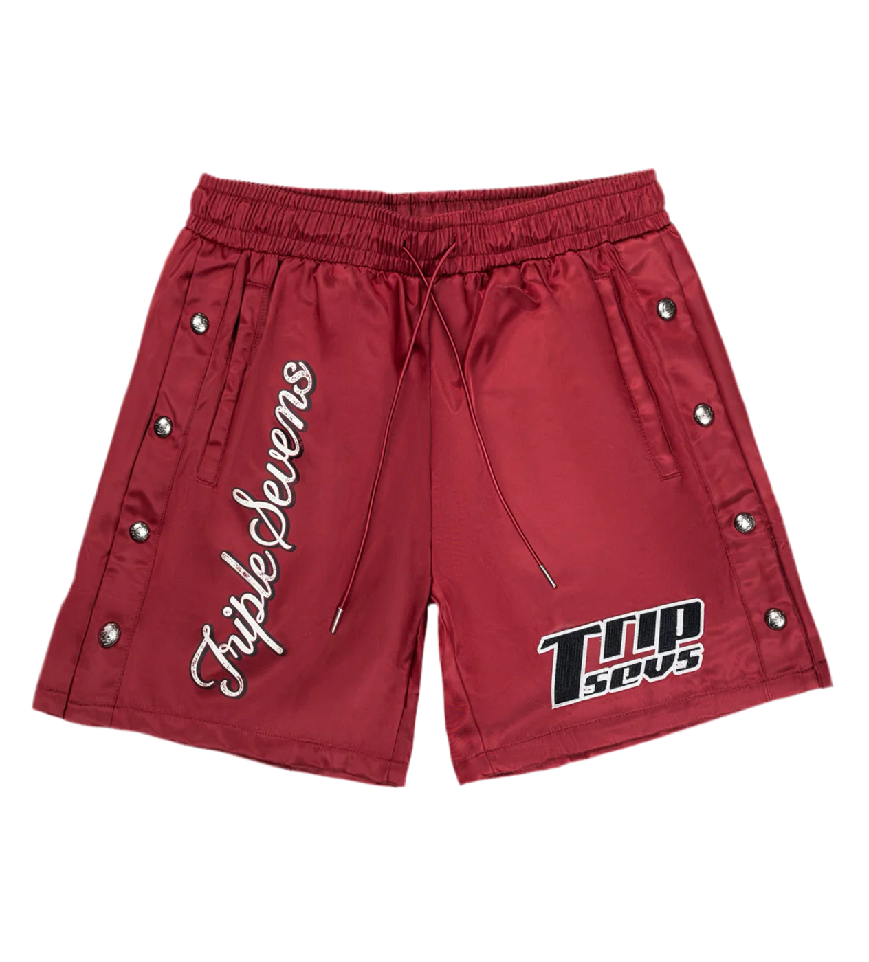 Triple Sevens Nylon Button Up Shorts Red