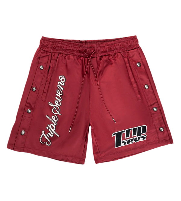 Triple Sevens Nylon Button Up Shorts Red