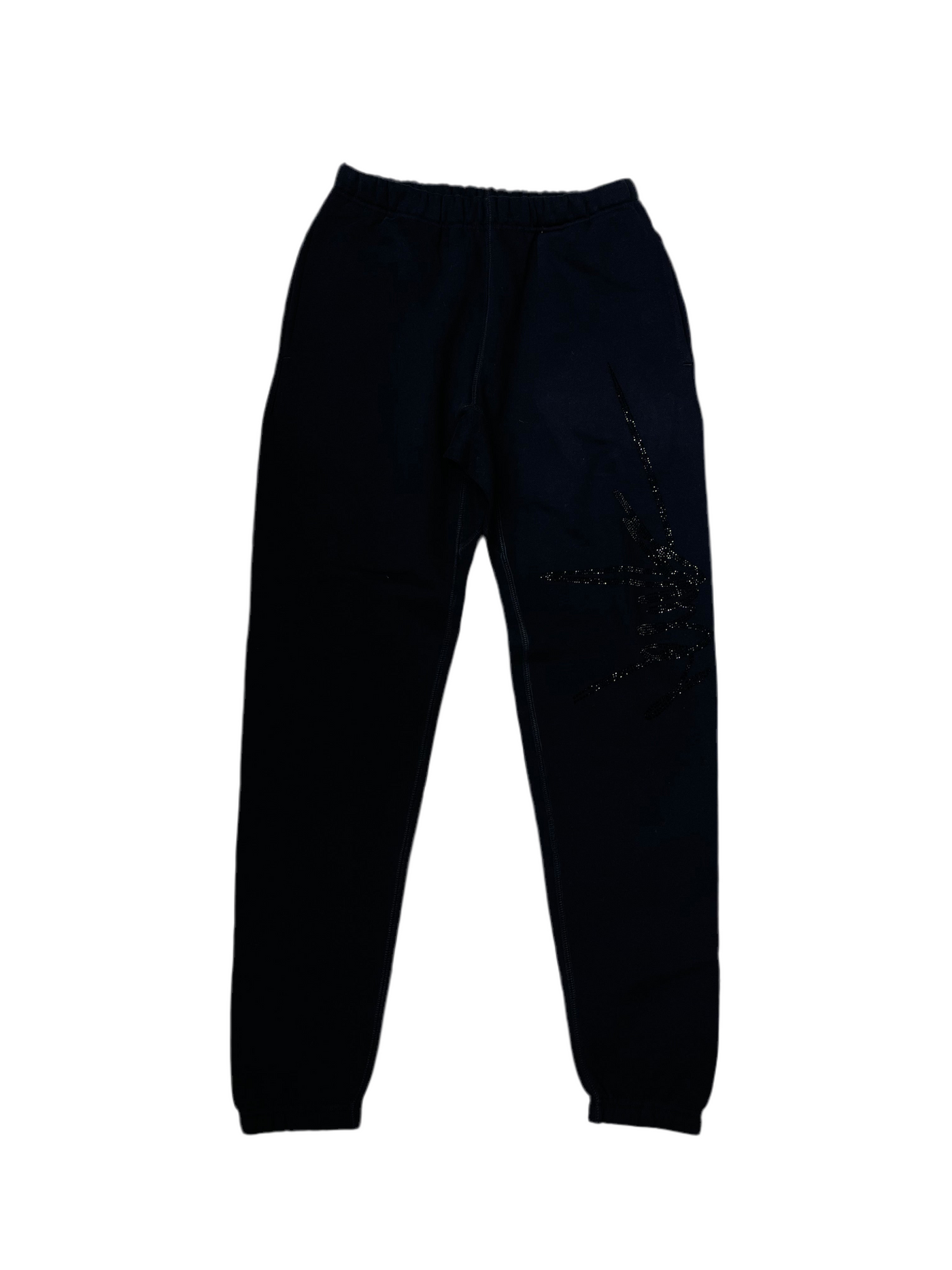 NewYrrk Black Sweatpants w/ Black Crystal