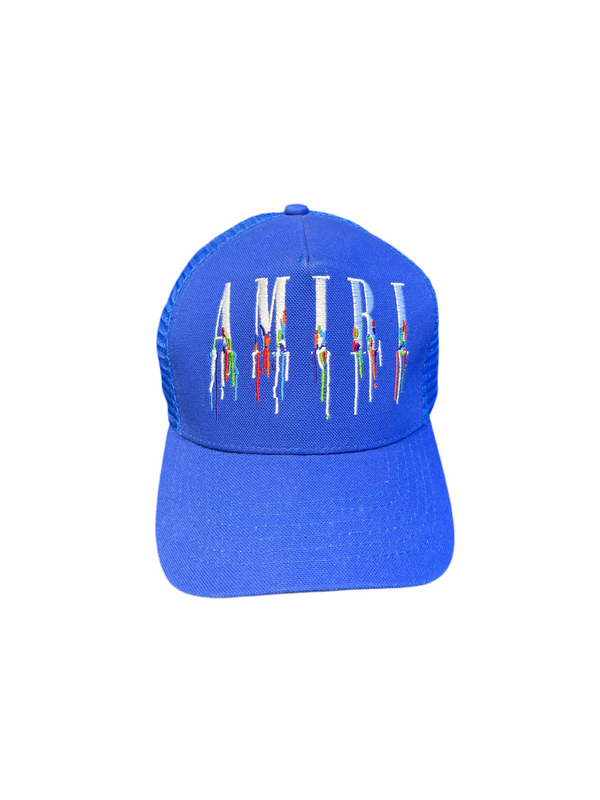 Amiri Paint Drip Core Logo Trucker Hat Blue