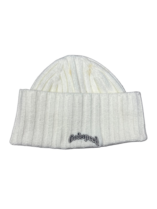 God Speed Knit White Beanie