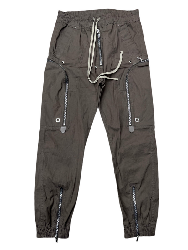 Rick Owen’s Coated Linen Twill Bauhaus Cargo Pants Brown
