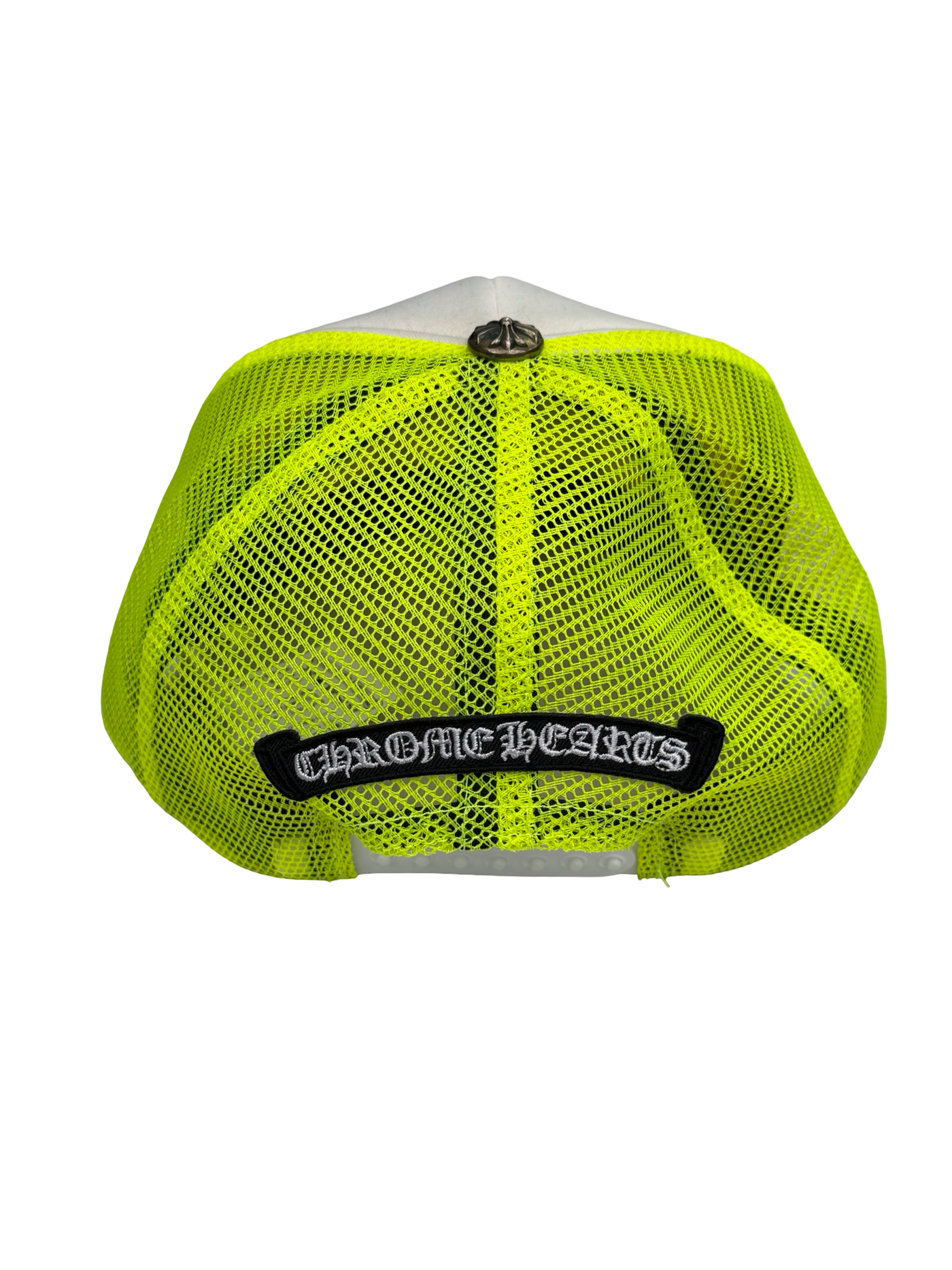 Chrome Hearts Cemetery Cross Trucker Hat Neon Yellow