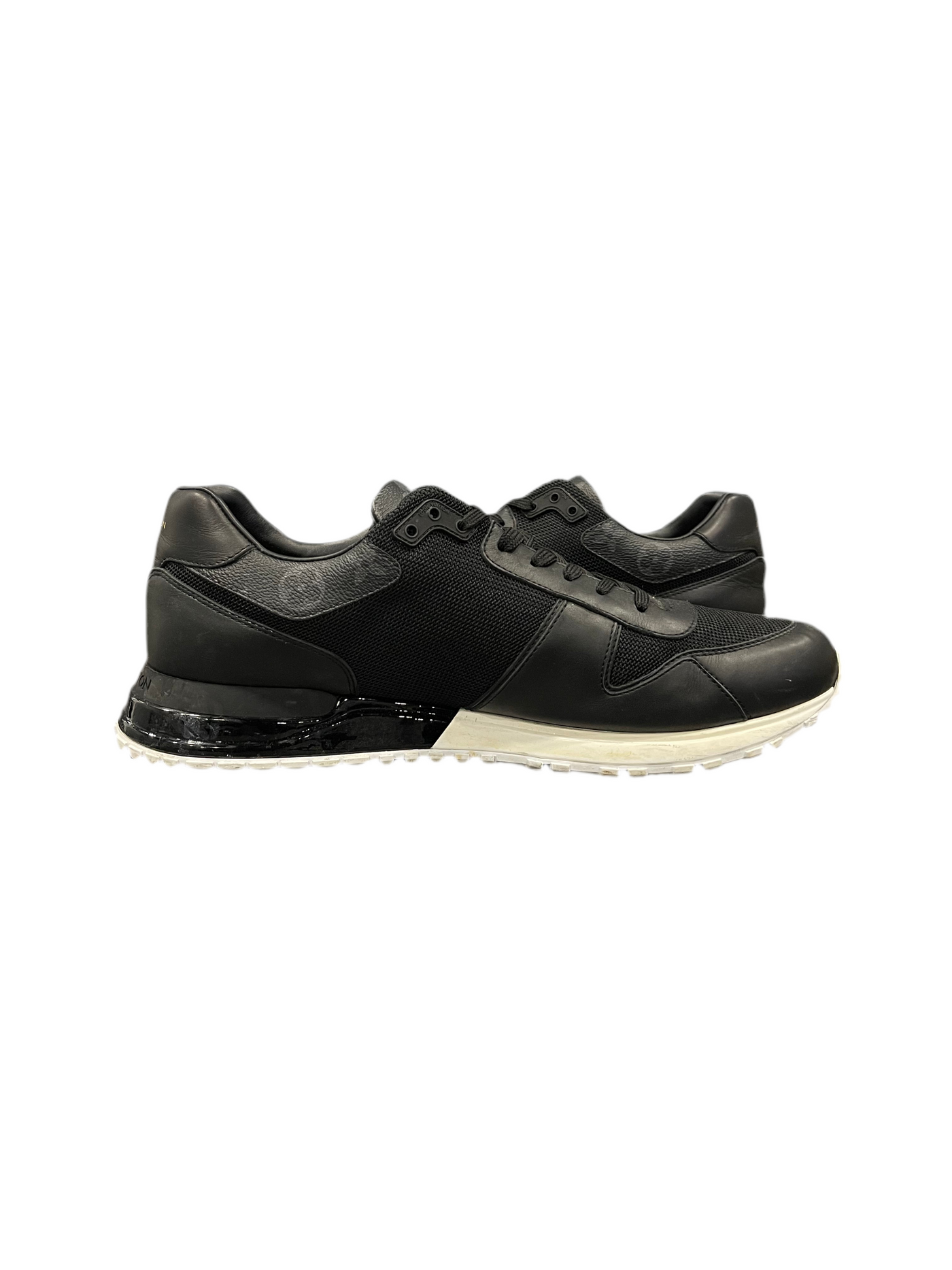 LV Monogram Canvas and Leather Run Away Sneakers Black White