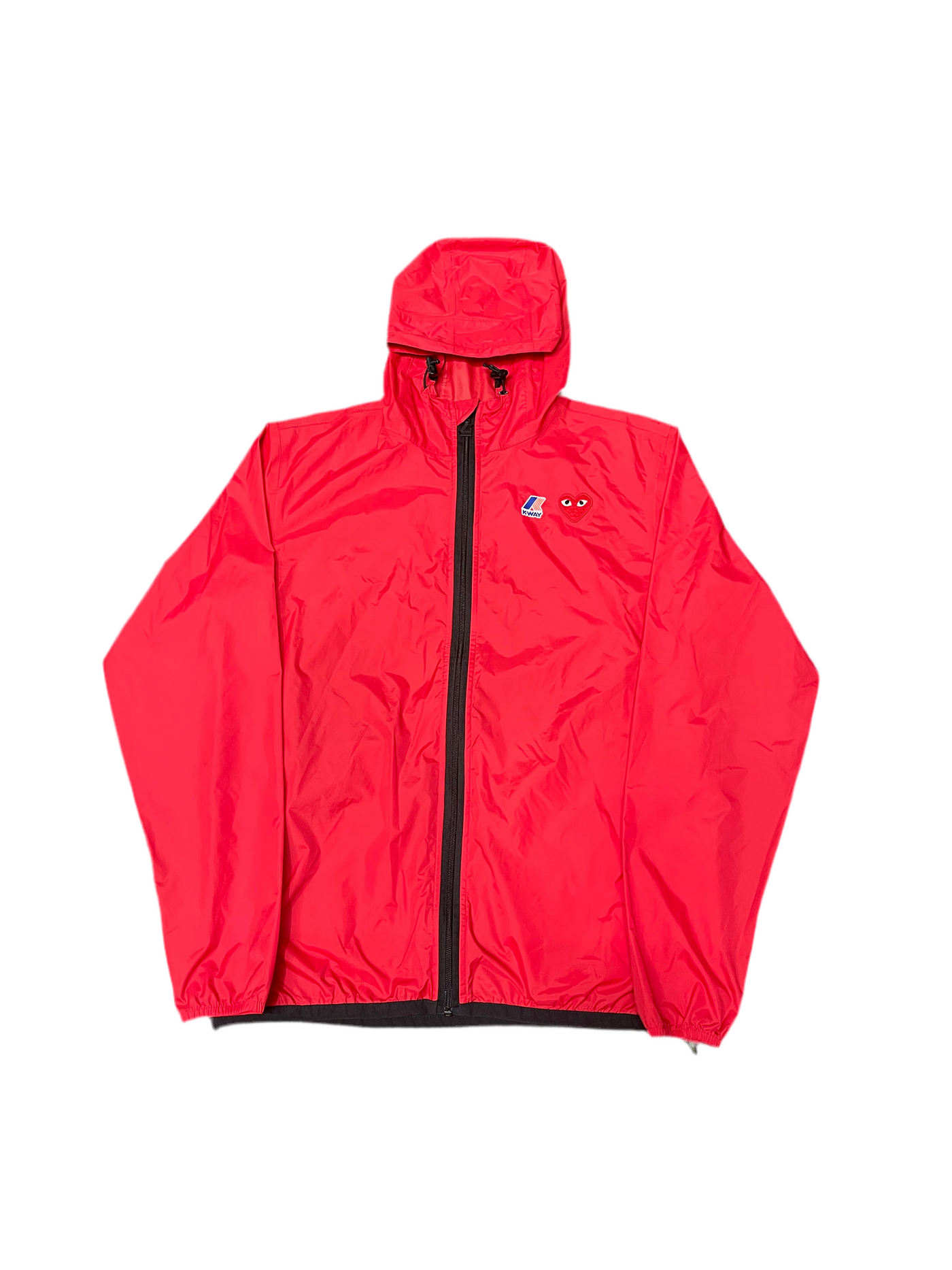 CDG x KWAY Windbreaker Hooded Zip Red