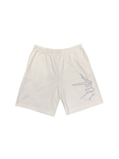 NewYrrk White Cotton Shorts Logo w/ White Crystal