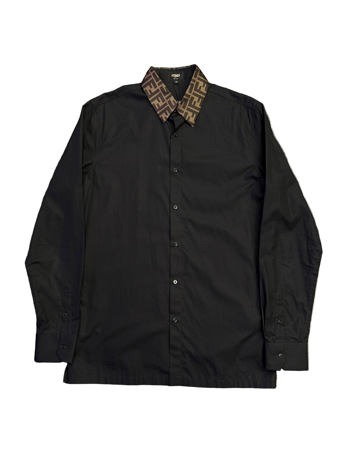 Fendi FF Jacquard Collar Logo L/S Shirt Black