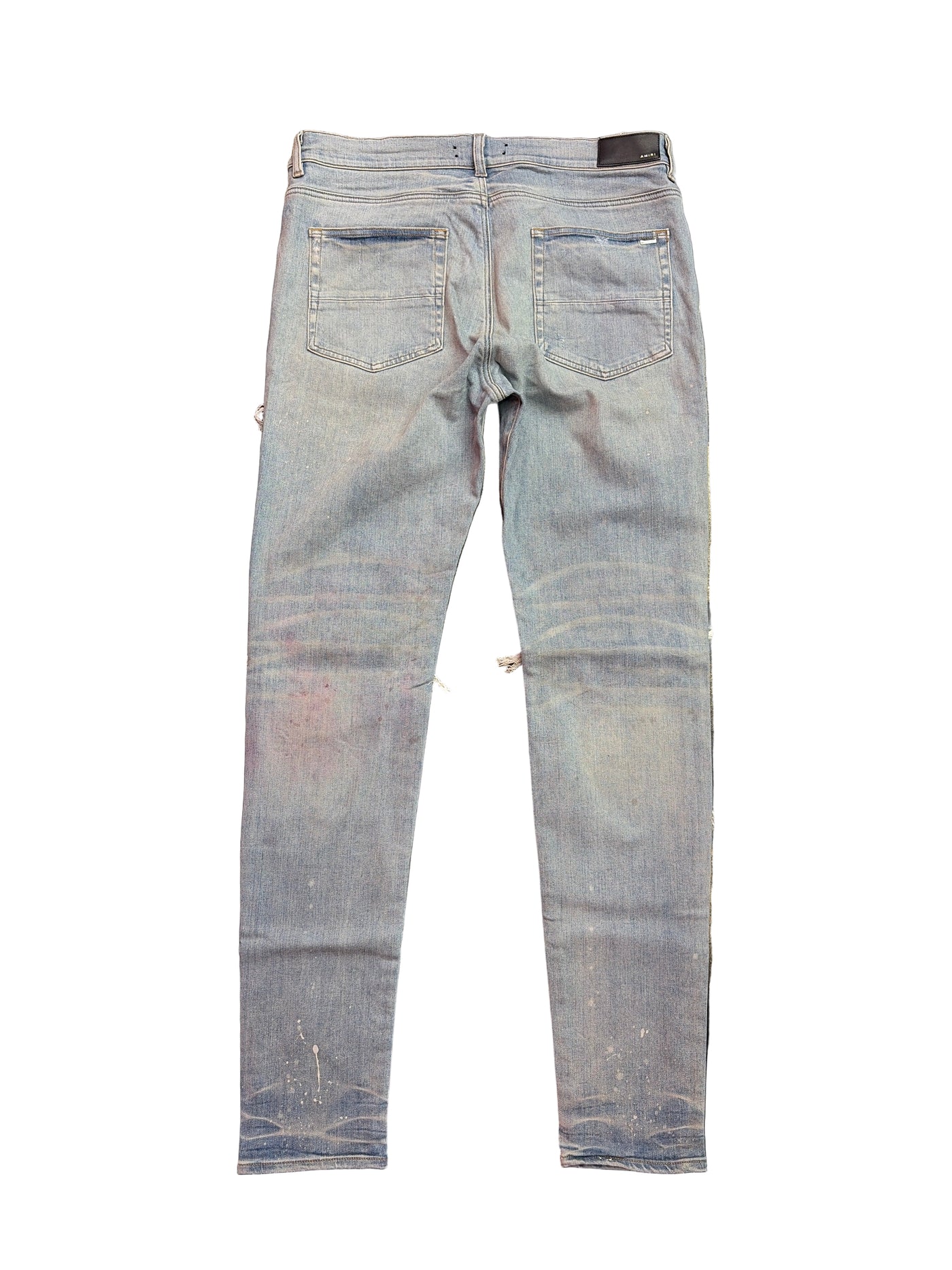 Amiri MX1 Green Plaid Patch Jeans Clay Indigo