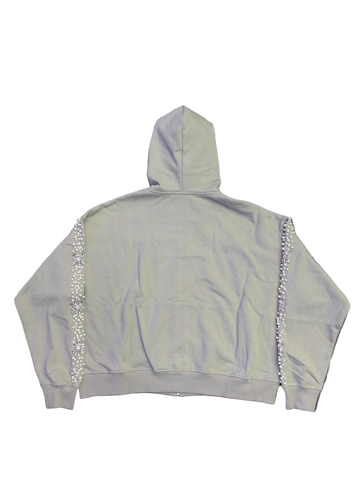 Fraternal Desires Rhinestone Zip-Up Hoodie Grey