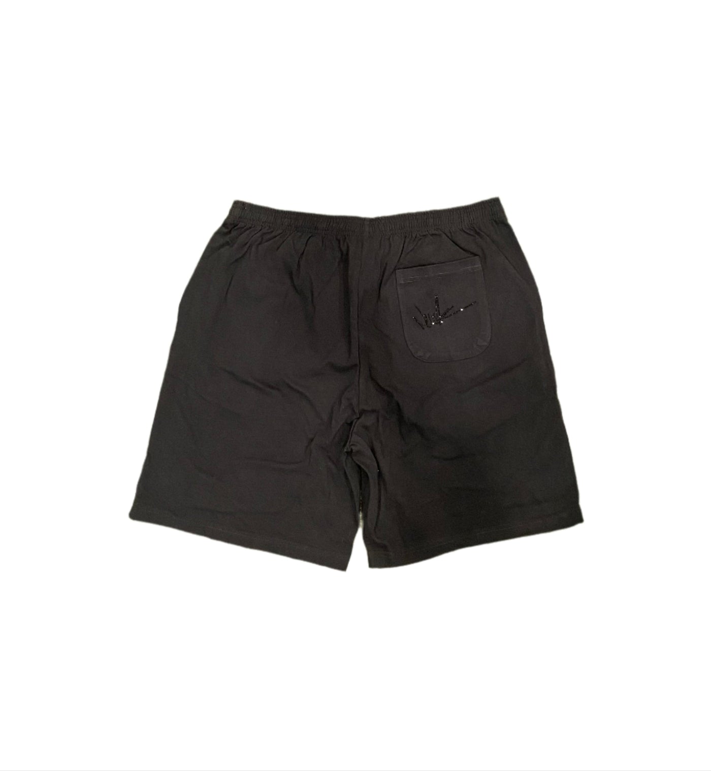 NewYrrk Black Cotton Shorts Side Logo w/ Black Crystal
