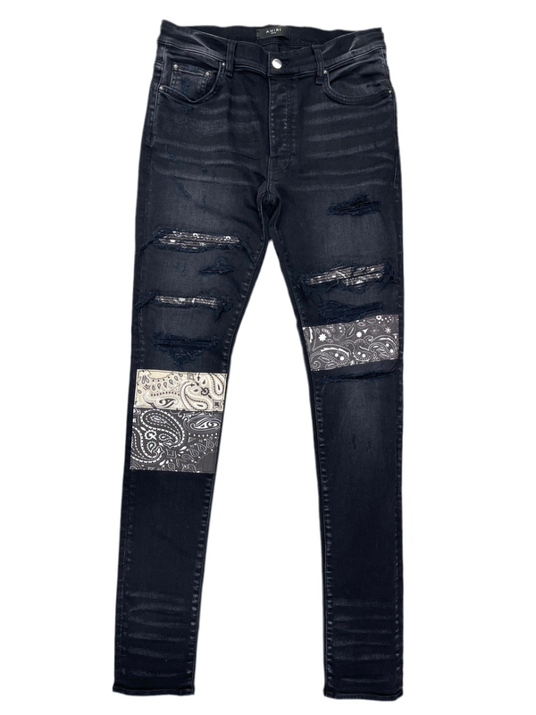AMIRI Vintage Bandana Artpatch Jeans Black