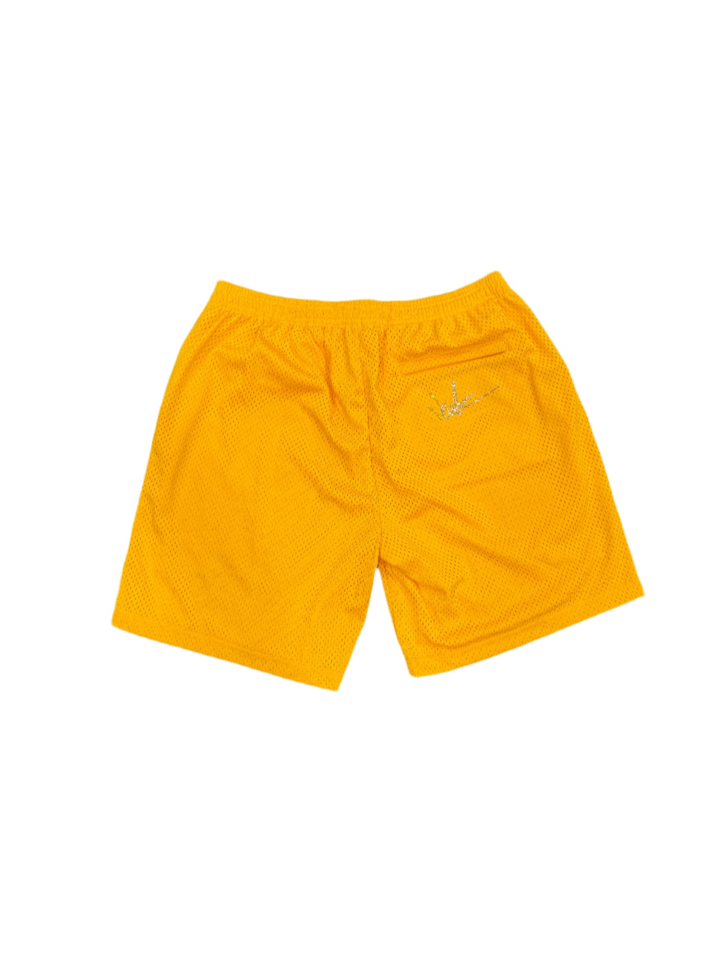 NewYrrk Yellow Basketball Shorts Logo w/ White Yellow Crystal