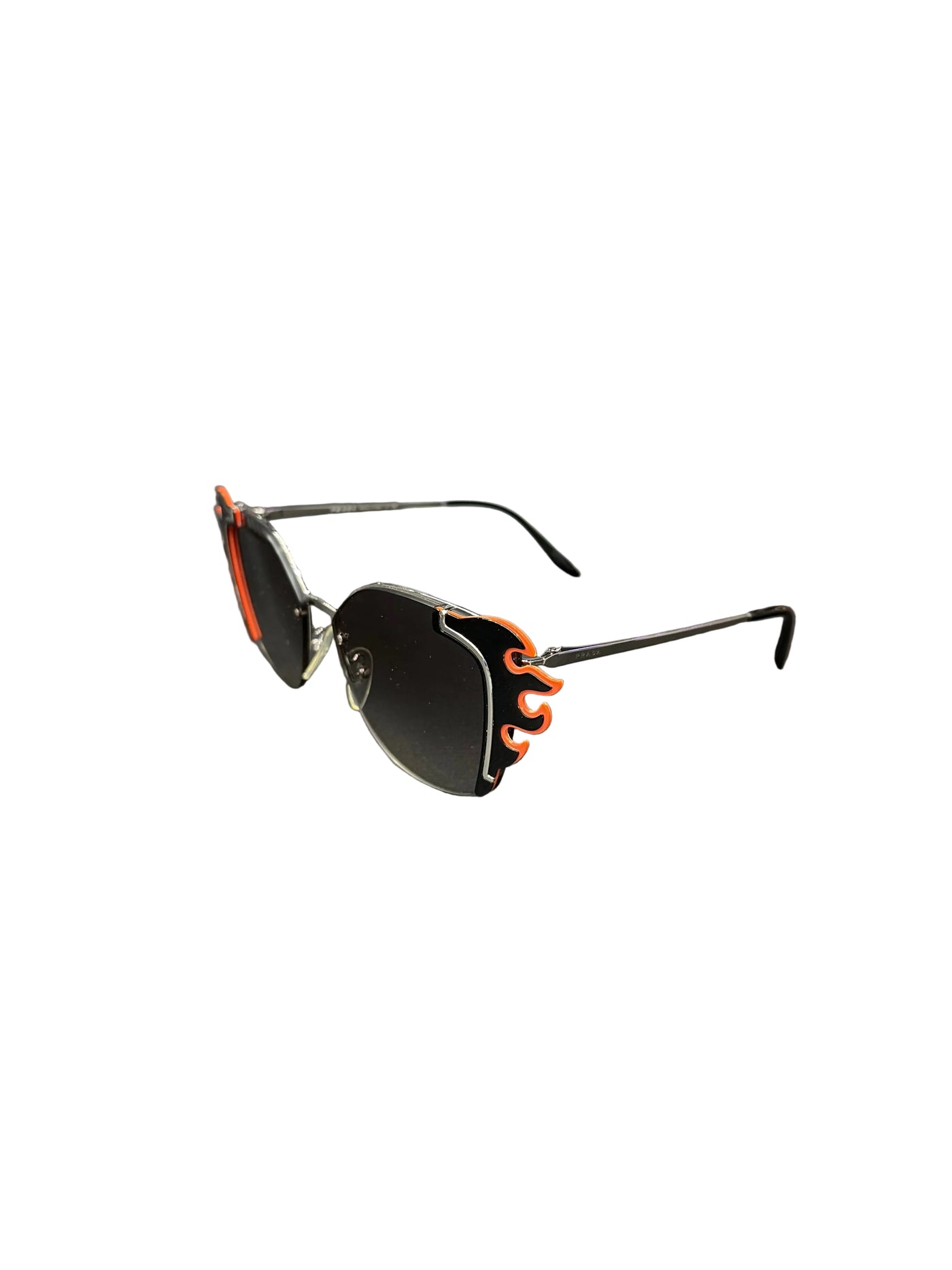 Prada Cat-Eye Flame Sunglasses Black Orange