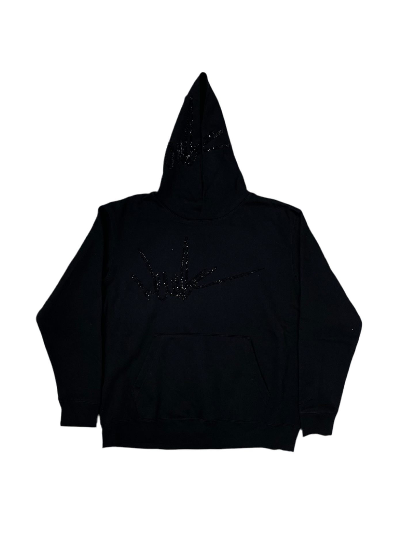 NewYrrk Black Pullover Hoodie w/ Black Crystal
