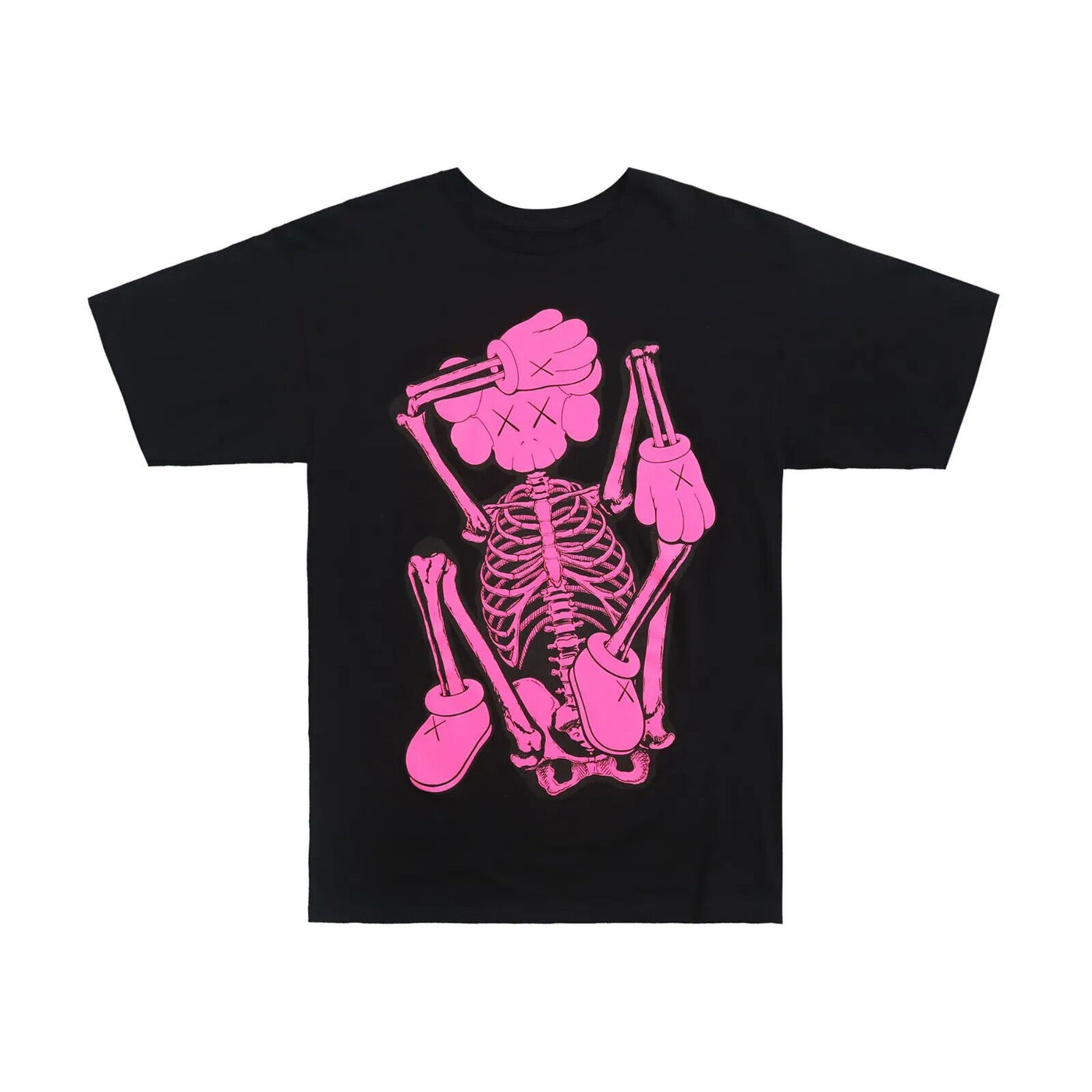 Kaws Skeleton New Fiction Pink T-Shirt