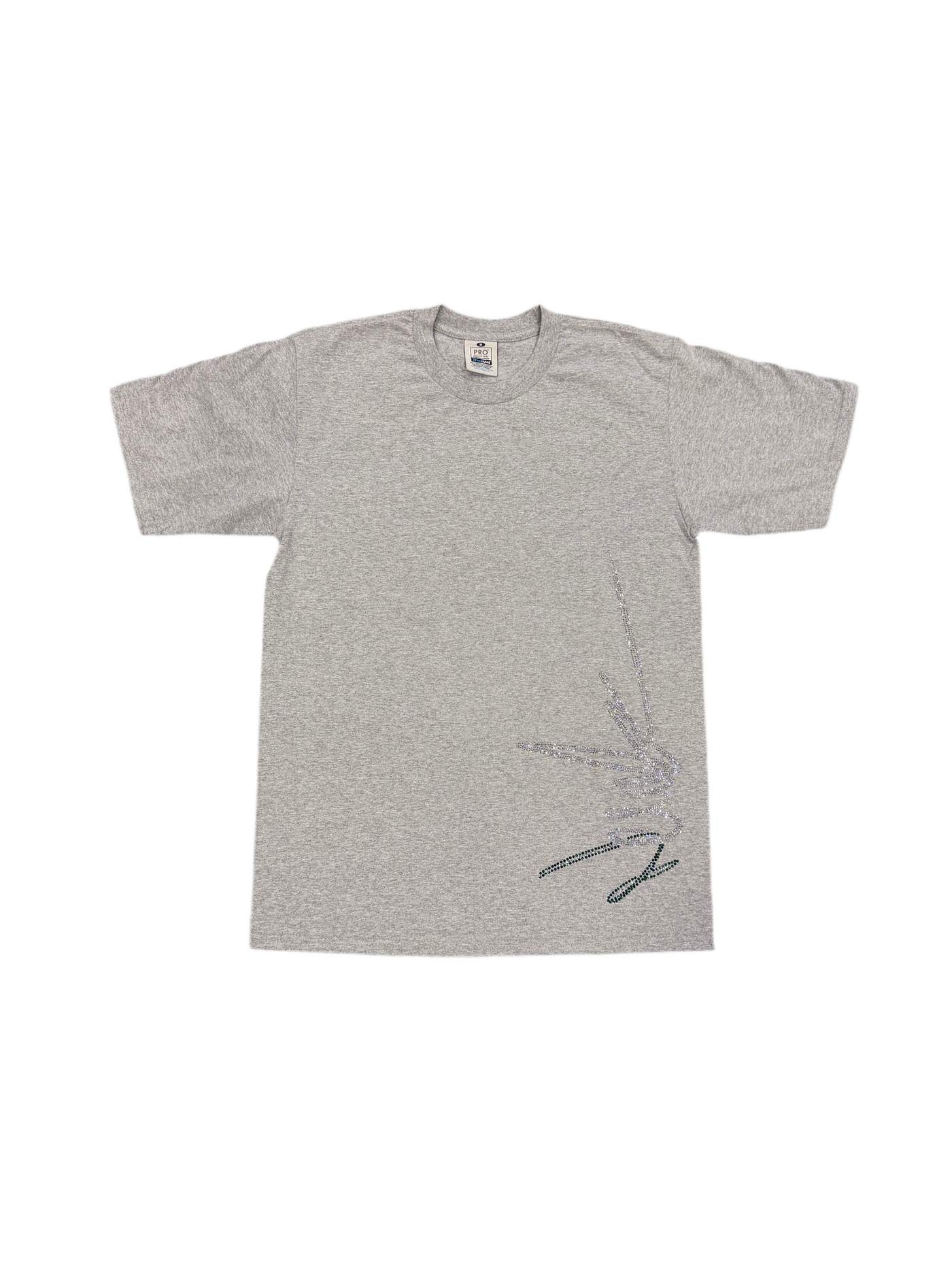 NewYrrk Grey T-shirt Logo w/ White Green Crystal