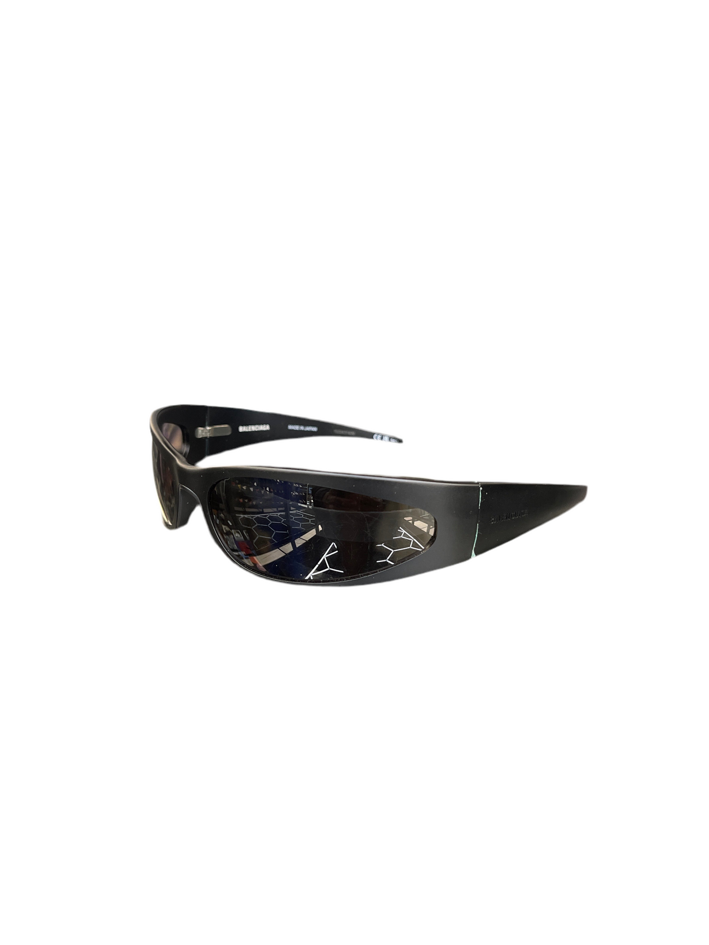 Balenciaga Oval Aluminum Frame Sunglasses Black