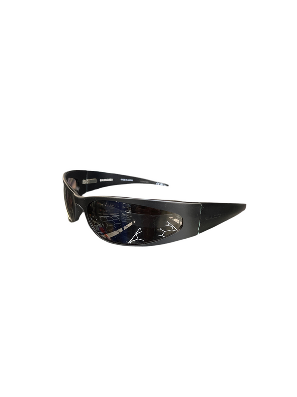 Balenciaga Oval Aluminum Frame Sunglasses Black
