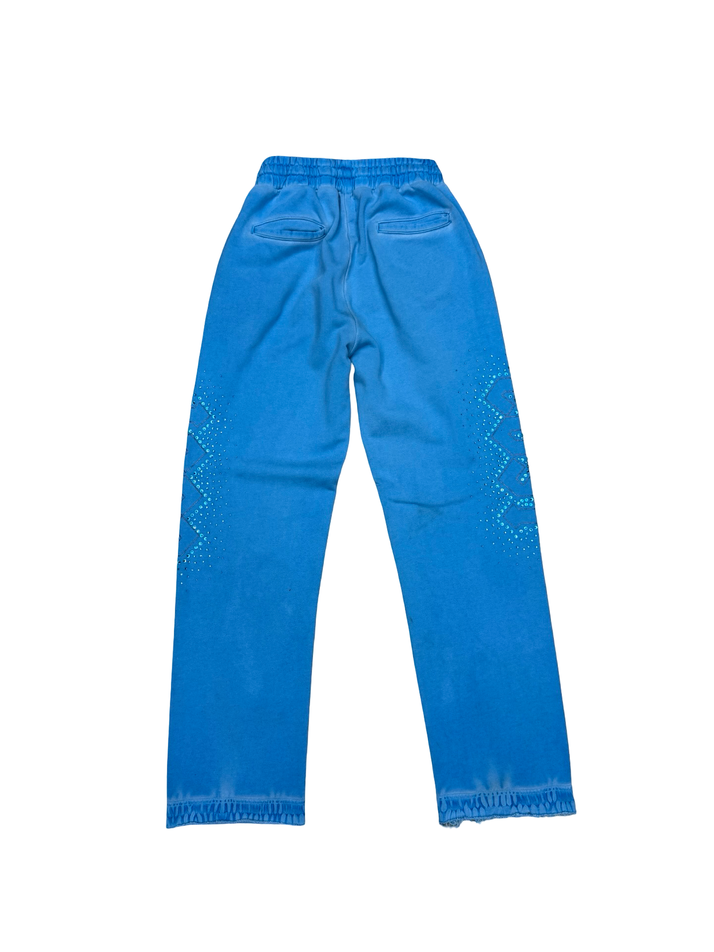Lost Intricacy Blue Flared Rhinestones Sweatpants