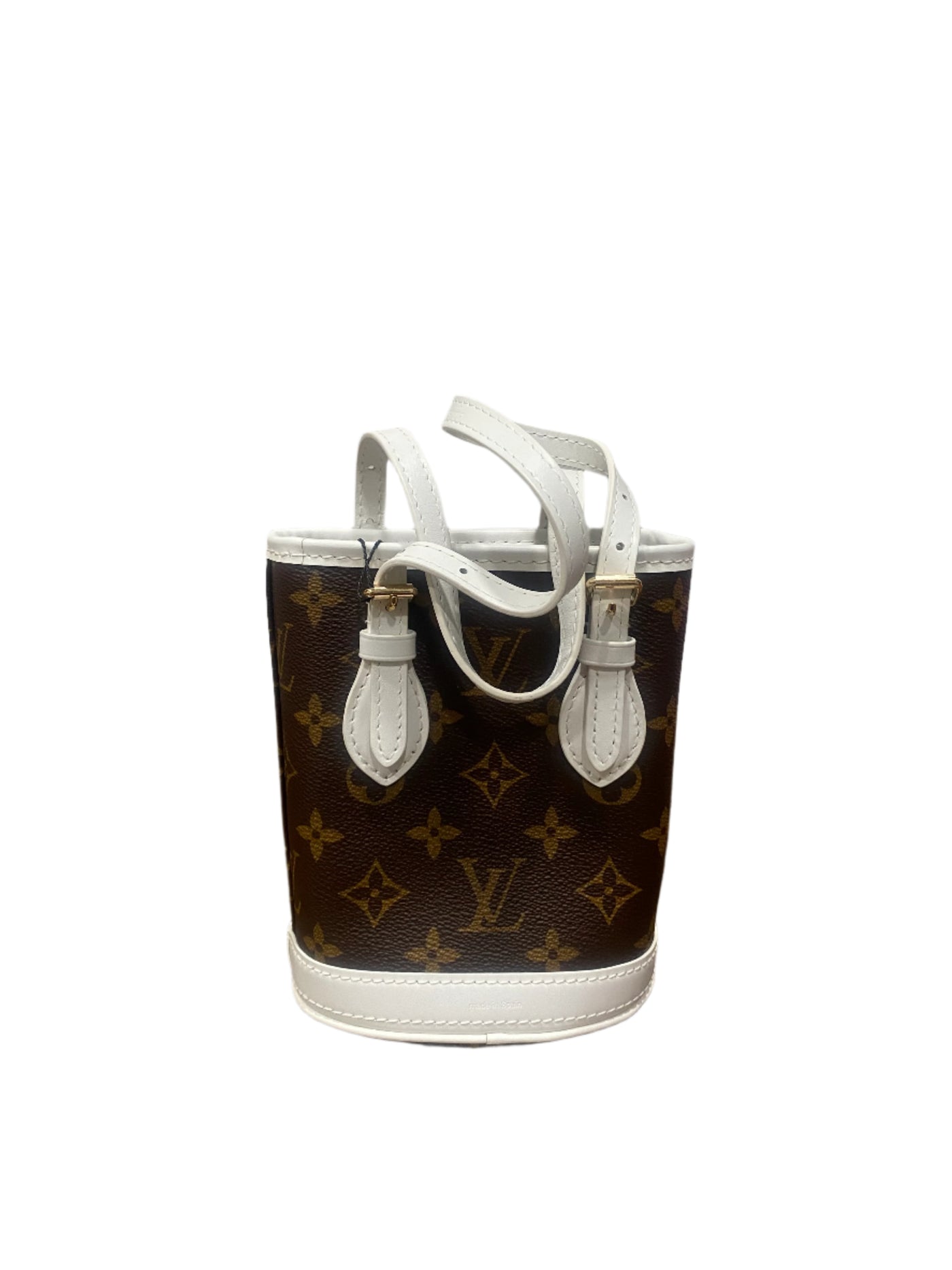 LV Match Monogram Nano Bucket Satchel Brown White