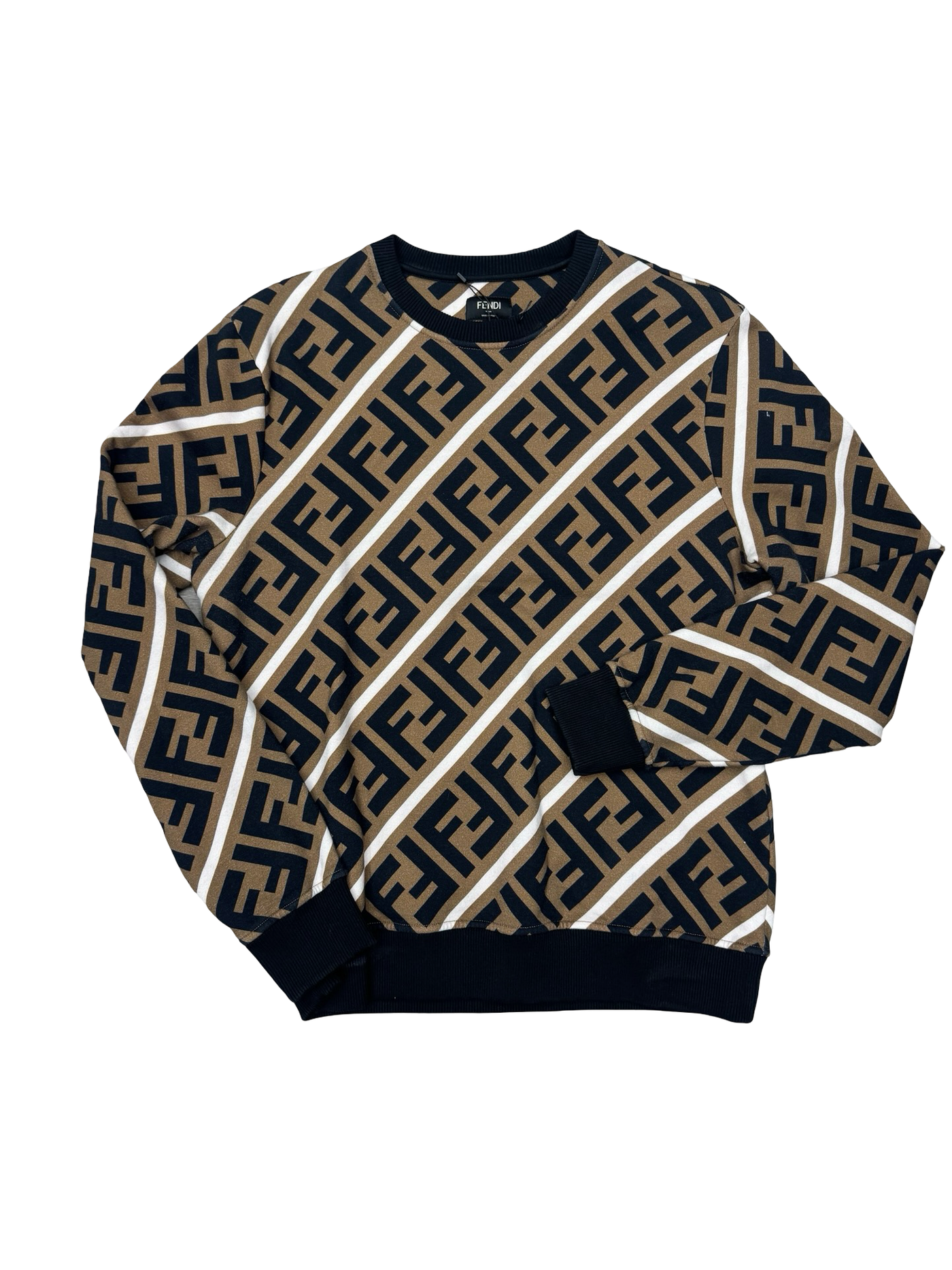 Fendi Brown FF Monogram Print Cotton Crewneck