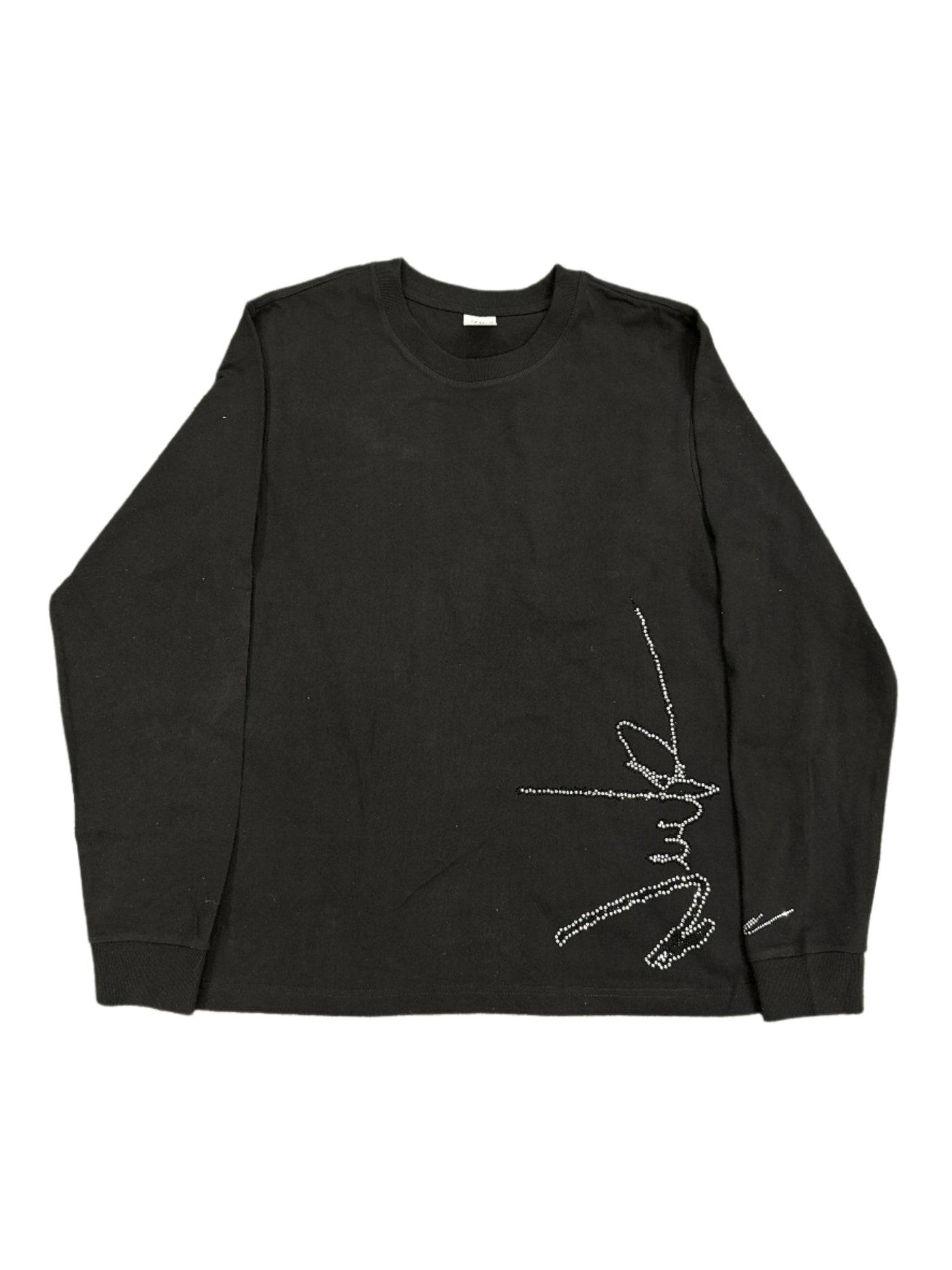 NewYrrk Black Long Sleeve Shirt Side Logo w/ Black White Crystal