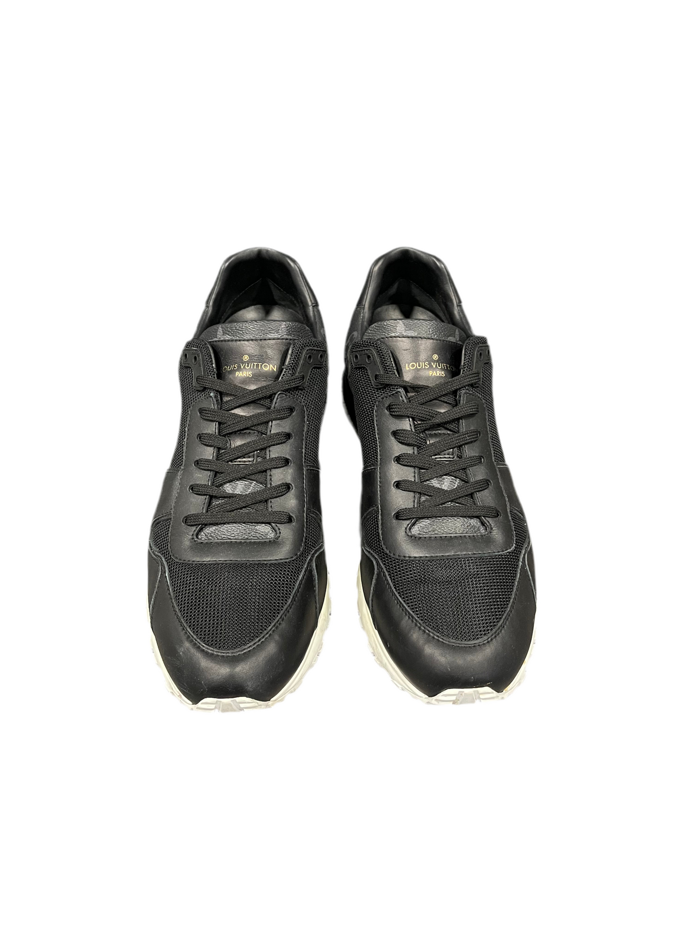 LV Monogram Canvas and Leather Run Away Sneakers Black White