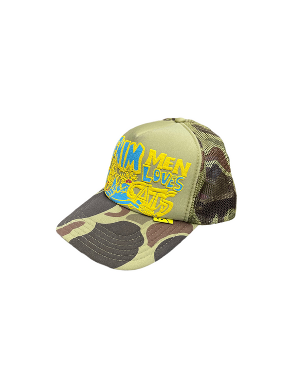 Kapital Kountry Loves Cats Camouflage Trucker Hat Green
