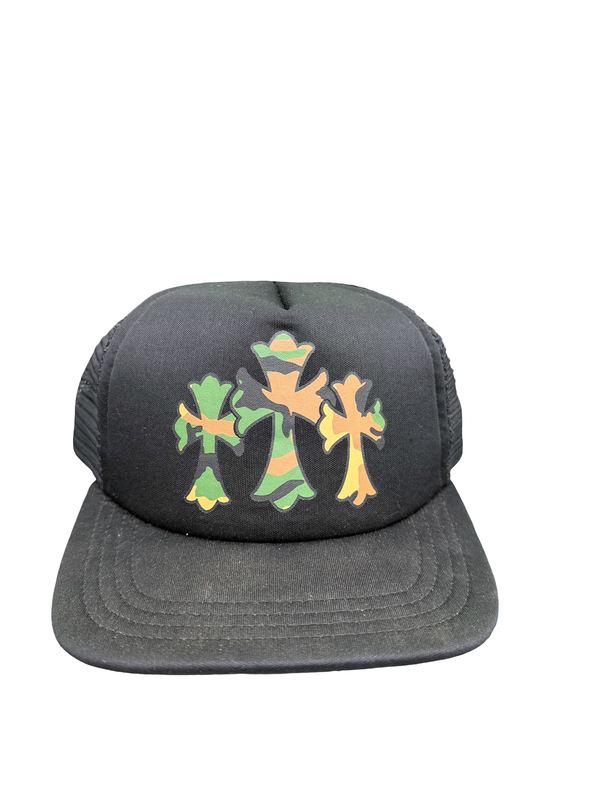 Chrome Hearts Camo Cemetery Cross Trucker Hat