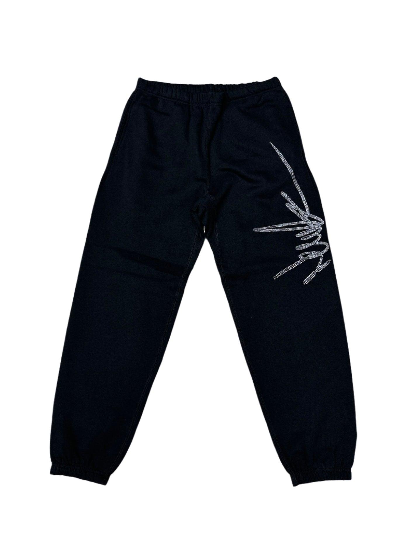 NewYrrk Black Sweatpants w/ White Crystals