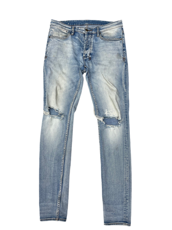 Ksubi Knee Slit Logo Jeans Light Blue