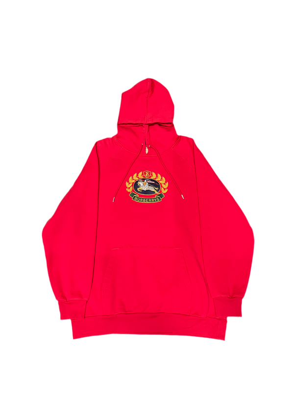 Burberry Embroidered Logo Hoodie Red