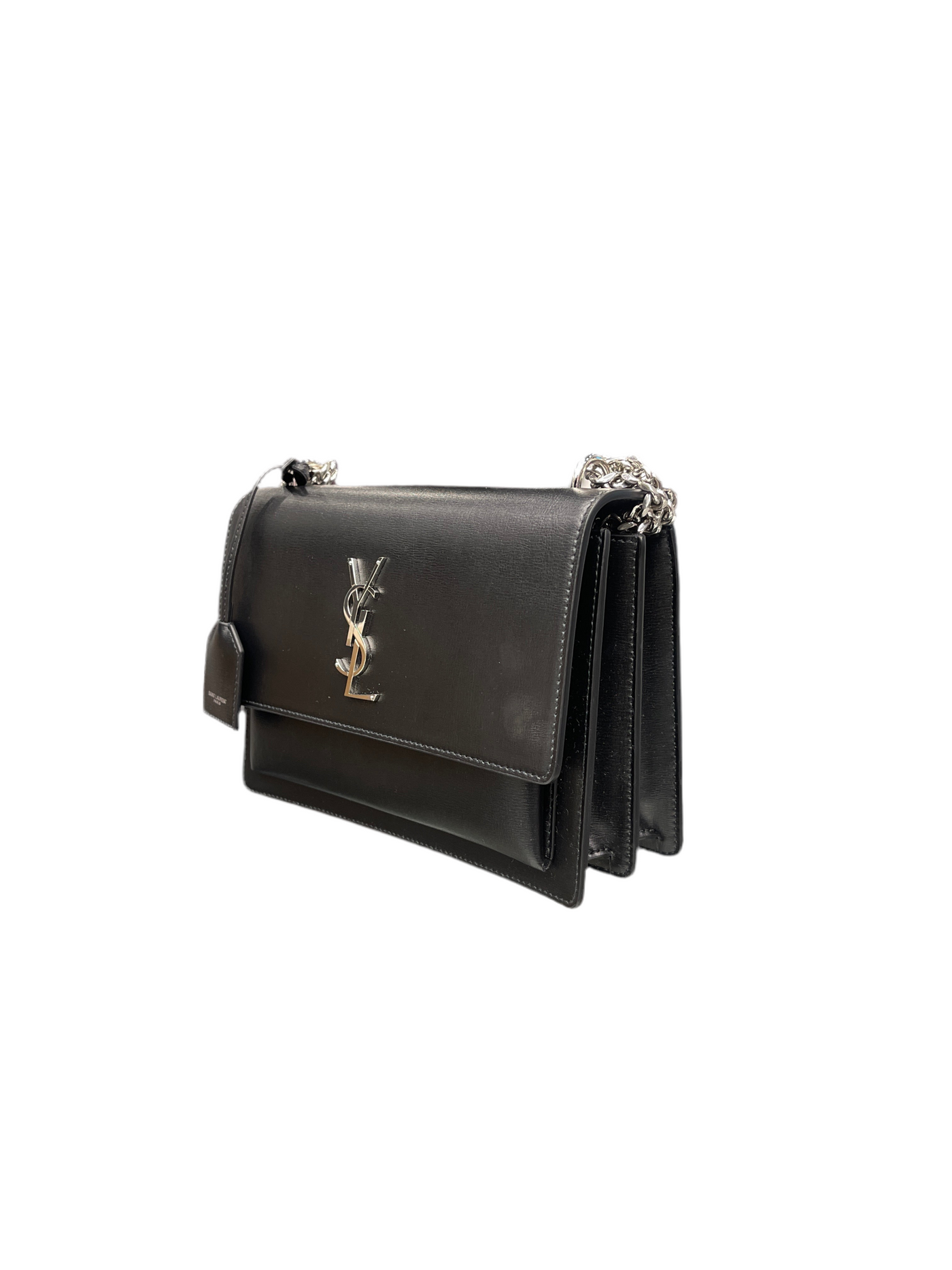 YSL Sunset Medium Shoulder Bag Smooth Leather Black